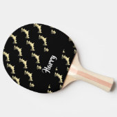 Goudvlekken op zwart tafeltennisbatje (Zijkant)