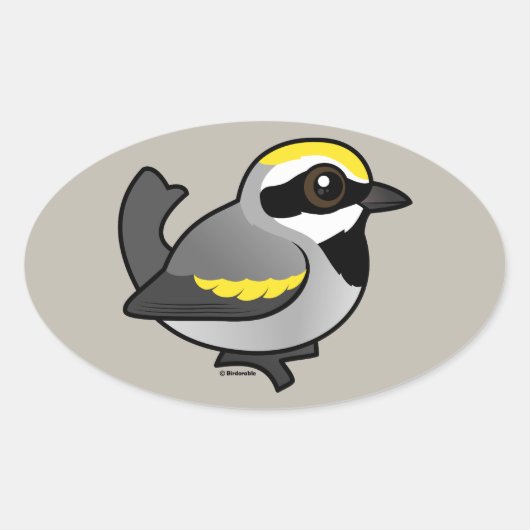 Goudvleugelige Warbler Ovale Sticker (Voorkant)