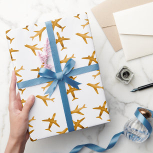Goudvleugelvliegtuigen of -vliegtuigen cadeaupapier