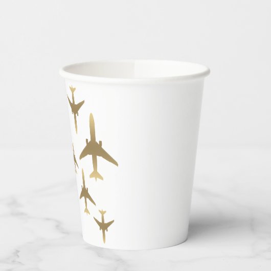 Goudvliegtuigen met reisagent — Papieren kopjes Papieren Bekers (Links)