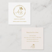 Goudvlinder, cirkelvormig lijst feministisch monog vierkante visitekaartje (Voorkant / Achterkant)