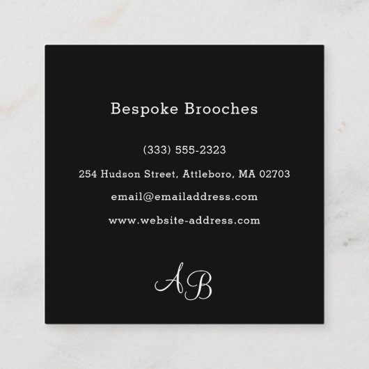 Goudvlinder, cirkelvormig lijst feministisch monog vierkante visitekaartje (Achterkant)