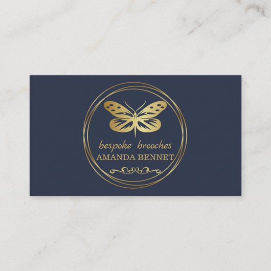 Goudvlinder, cirkelvormig lijst ontwerper visitekaartje (Voorkant)