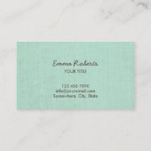 goudvlinder Elegant Green Linen Visitekaartje (Achterkant)