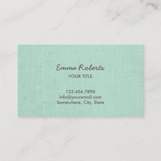 goudvlinder Elegant Green Linen Visitekaartje (Achterkant)