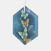 Goudvlinder Glas Ornament (Voorkant links)