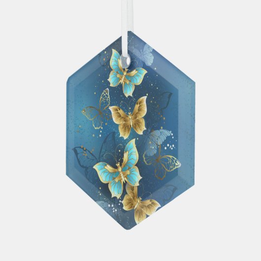 Goudvlinder Glas Ornament (Voorkant links)