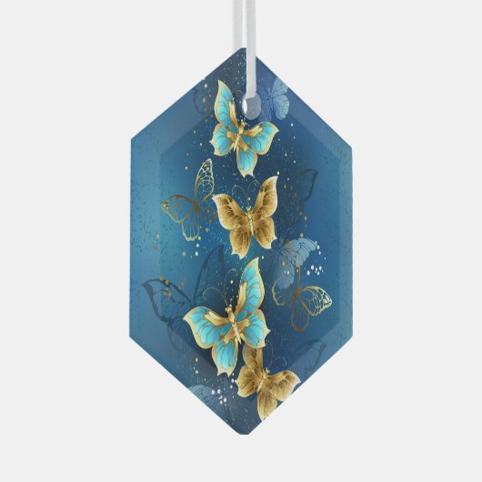 Goudvlinder Glas Ornament (Voorkant Rechts)