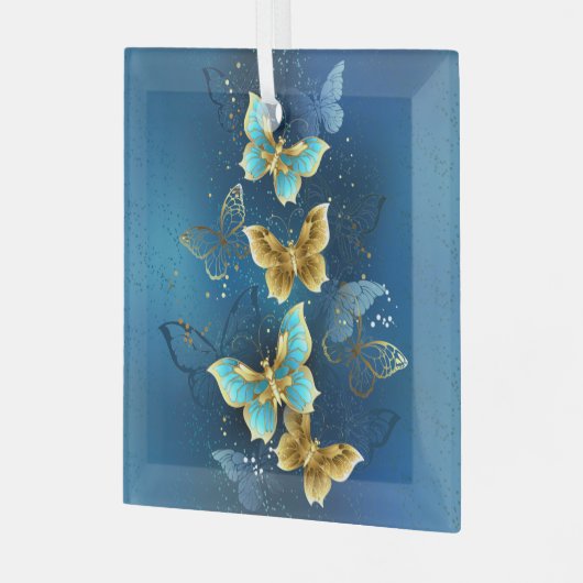 Goudvlinder Glas Ornament (Voorkant links)