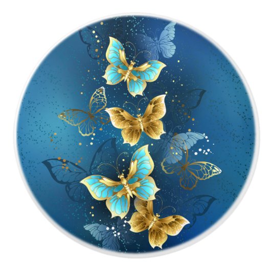 Goudvlinder Keramische Knop (Voorkant)