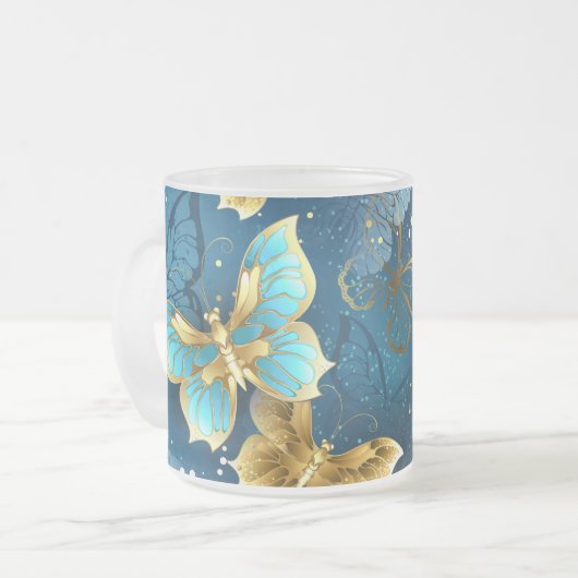 Goudvlinder Matglas Koffiemok (Voorkant links)