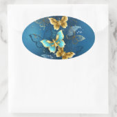 Goudvlinder Ovale Sticker (Tas)