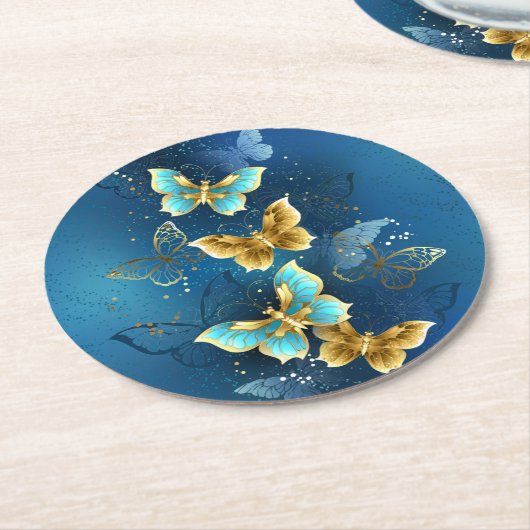 Goudvlinder Ronde Kartonnen Onderzetter (Gebogen)