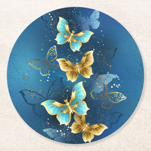 Goudvlinder Ronde Kartonnen Onderzetter (Voorkant)