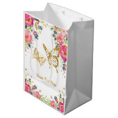  goudvlinder/roze Waterverf Floral Medium Cadeauzakje (Voorkant Gekanteld)