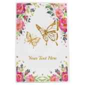  goudvlinder/roze Waterverf Floral Medium Cadeauzakje (Voorkant)