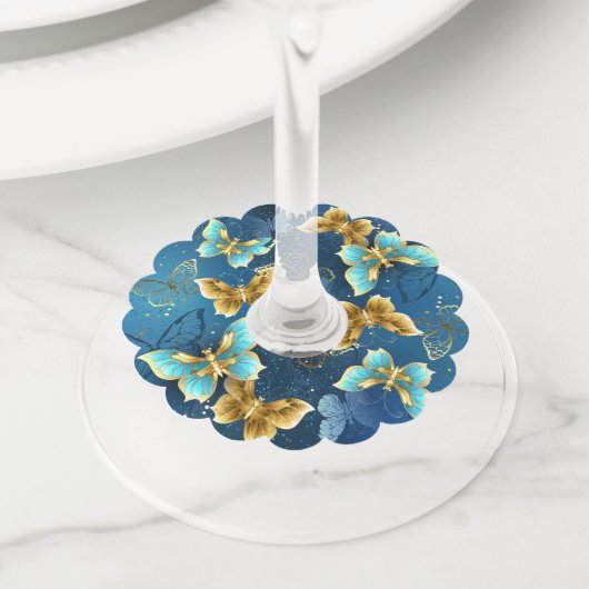 Goudvlinder Wijnglaslabel (Dichtbij)