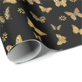 Goudvlinder zwart cadeaupapier (Rol Hoek)