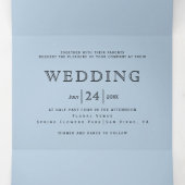 Goudvloerbedekking en strandbruiloft drieluik uitnodiging (Binnenkant midden)