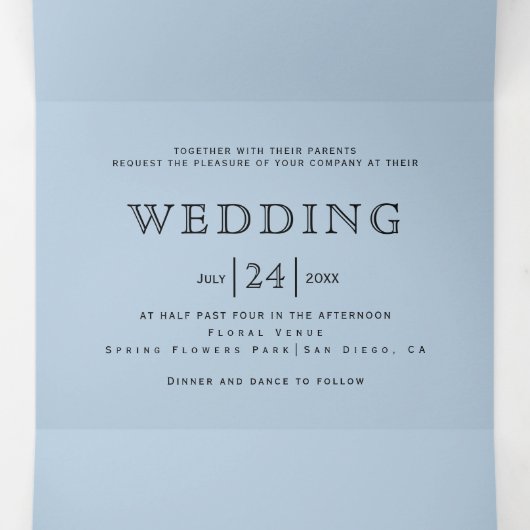 Goudvloerbedekking en strandbruiloft drieluik uitnodiging (Binnenkant midden)