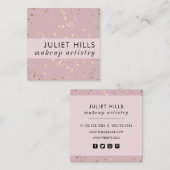 Goudvlokken en Blush Pink Square Visitekaartje (Voorkant / Achterkant)