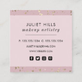 Goudvlokken en Blush Pink Square Visitekaartje (Achterkant)