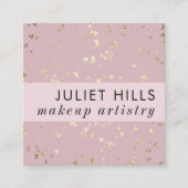 Goudvlokken en Blush Pink Square Visitekaartje (Voorkant)