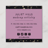 Goudvlokken, Roze en Zwart Vierkant Visitekaartje (Achterkant)