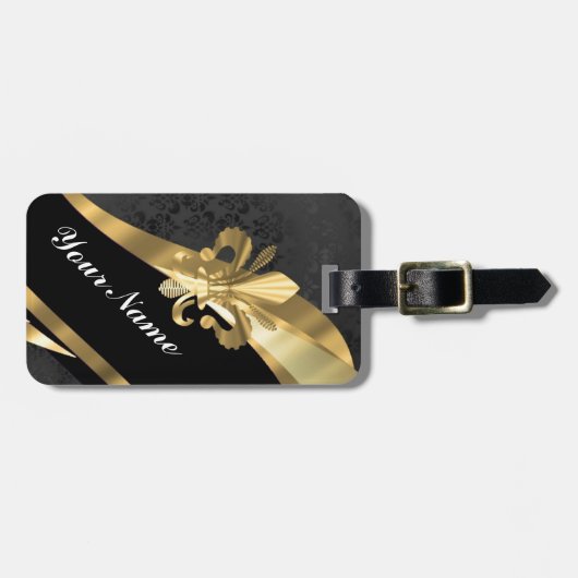 Goudvlooien in zwart bagagelabel (Voorkant horizontaal)
