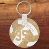 goudvolleybalzak label met speler jersey nummer sleutelhanger (Voorkant)