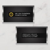 goudvoorraad-Logo | zwarte dakpannen | Zilver meta Visitekaartje (Voorkant / Achterkant)