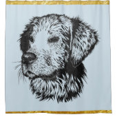 Goudwaluw met goudfolie en blauw douchegordijn (Voorkant)