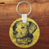 Goudwaluw-puppy portret in zwart-wit en goud sleutelhanger (Voorkant)