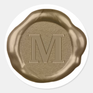 Goudwaszegel Sticker-monogram, Ronde Sticker