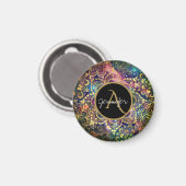 goudwaterverf en nebula floral mandala magneet (Voorkant / Achterkant)