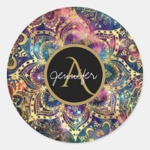 goudwaterverf en nebula floral mandala