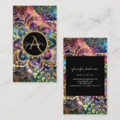 goudwaterverf en nebula floral mandala visitekaartje (Voorkant / Achterkant)