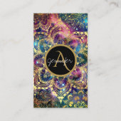 goudwaterverf en nebula floral mandala visitekaartje (Voorkant)