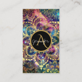 goudwaterverf en nebula floral mandala visitekaartje