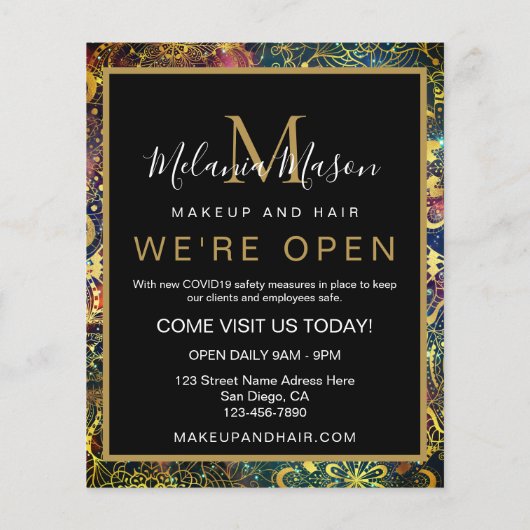 Goudwaterverf nebula mandala flyer (Achterkant)