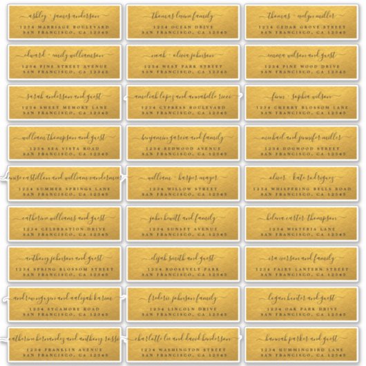 goudweddenschappen Adresetiketten Sticker (Voorkant)