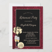 Goudwijn, ballon, rood glitterpensioen kaart (Voorkant)