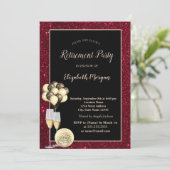 Goudwijn, ballon, rood glitterpensioen kaart (Staand voorkant)