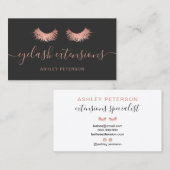 Goudwimpers van fijn roos, trendy grijs visitekaartje (Voorkant / Achterkant)