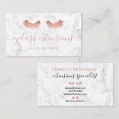 Goudwimpers van modern roos, trendy witte marmer visitekaartje (Voorkant / Achterkant)