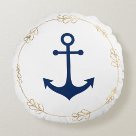 goudwit nautisch anker rond kussen