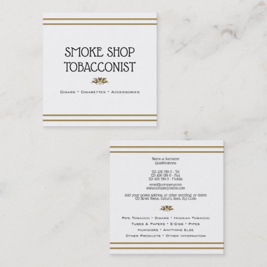 Goudwitte arend, minimale tabakssoorten vierkante visitekaartje (Voorkant / Achterkant)