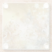 GOUDWITTE BLAUWE FANCY WINTERSNEEUWVLOKKEN GLAZEN ONDERZETTER (Achterkant)