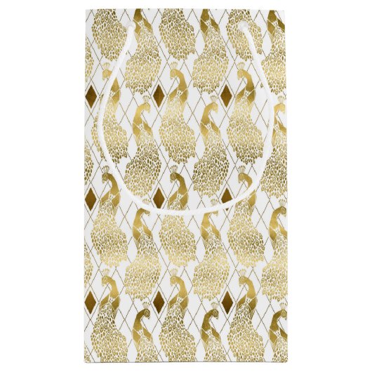 Goudwitte decopatroonpauze wijndoos klein cadeauzakje (Achterkant)