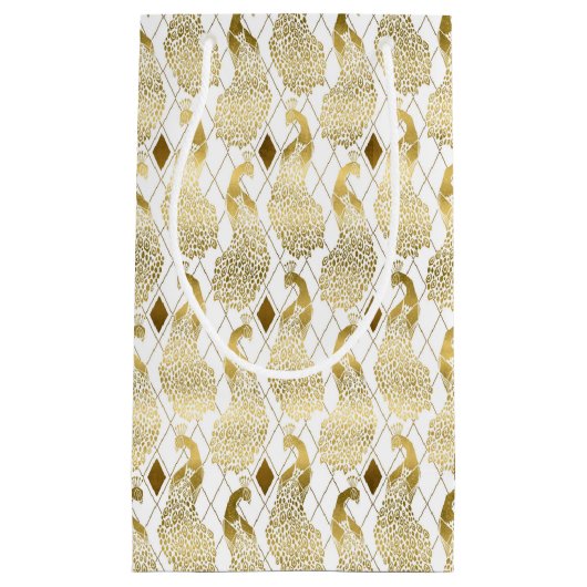 Goudwitte decopatroonpauze wijndoos klein cadeauzakje (Voorkant)